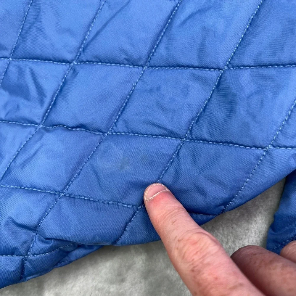 Lands End Quilted Full Zip Jacket Womens Large Blue Thermolite Puffer - Picture 3 of 14